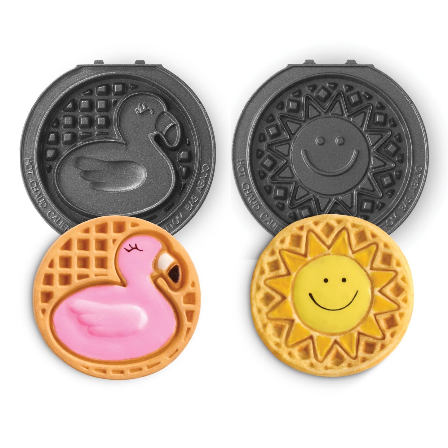 DASH Multimaker Mini System Two 4” Nonstick Removable Waffle Plates (Gingerbread & Snowflake) - 2Pc Plate Pack for Waffle Iron & Griddle, Compatible with Dash MultiMaker Mini System, Nonstick Surface
