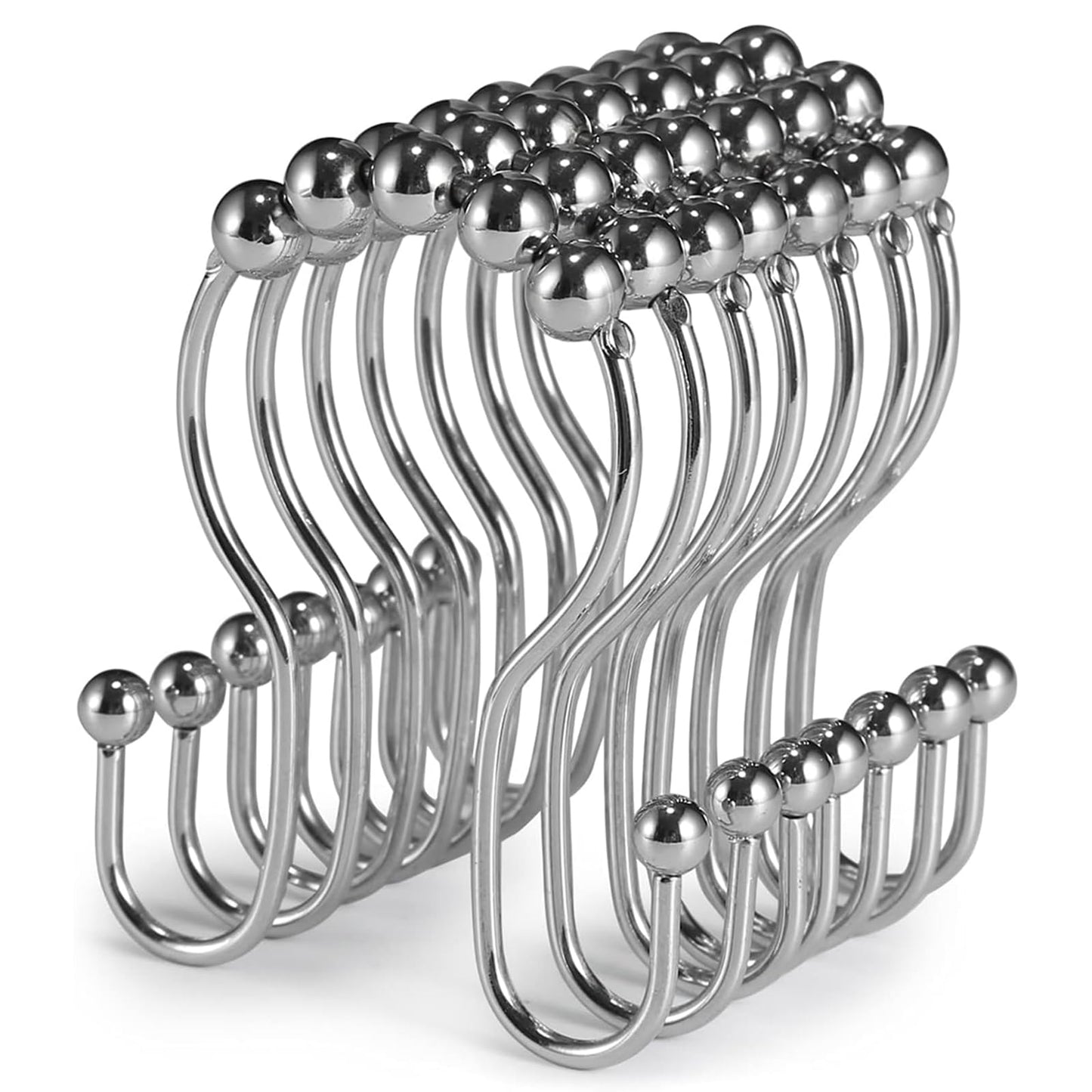 Goowin Duschvorhanghaken, 12 Stück Duschvorhangringe, Duschvorhanghakenringe aus Edelstahl in Bronze, rostfrei, Balance, Gleitschutz, Anti-Drop, Doppel-Duschhaken für Duschvorhangstange (Bronze)