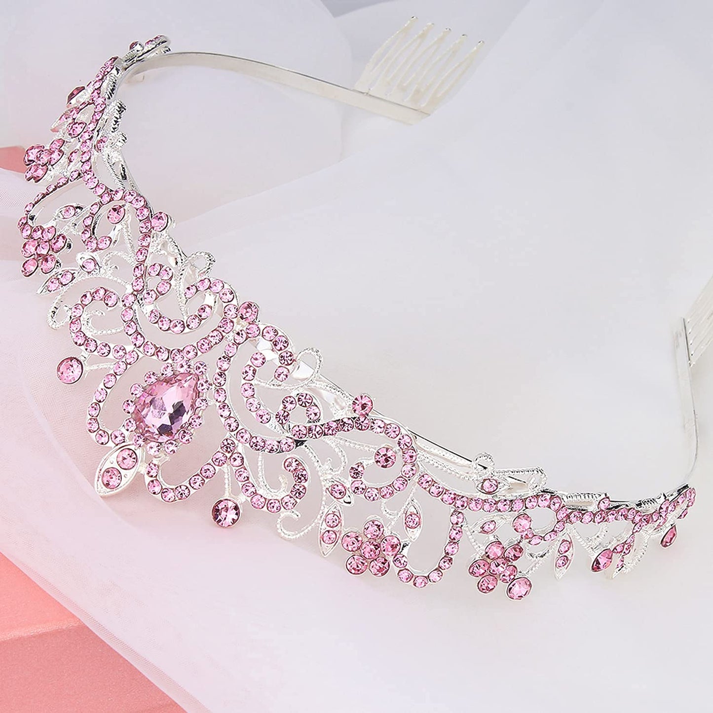 COCIDE Tiara Crystal Crowns Princess Rhinestone Crown with Combs Bride Headbands Bridal Wedding Prom Birthday Party Hair Accessories Jewelry for Women Girls (Silver)