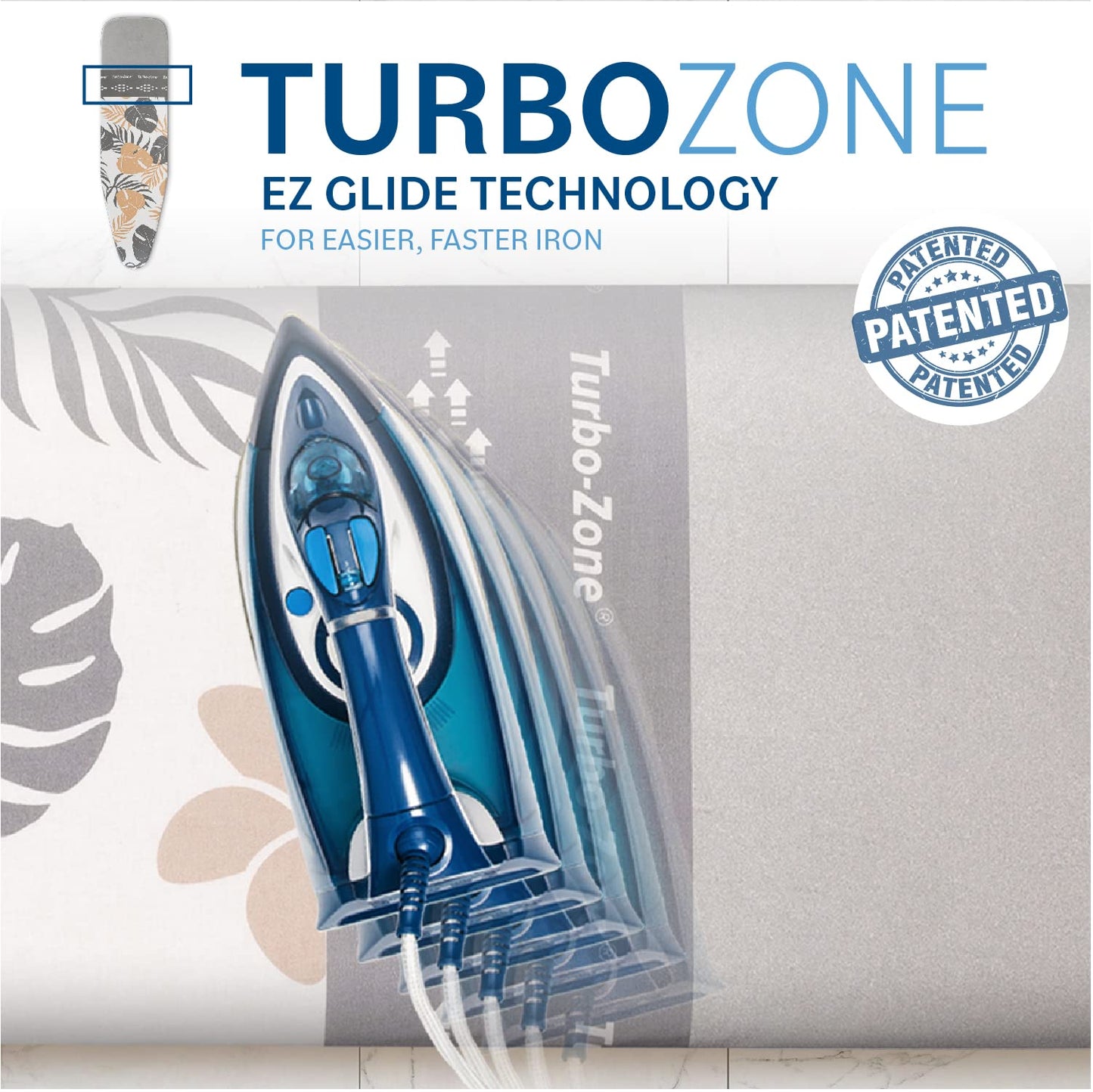 Housse et coussin pour planche à repasser Bartnelli, fabriqués en Europe avec une nouvelle technologie brevetée | Housse de rechange pour planche à repasser 54x15 avec zone Park & Turbo, dessus épais 100 % coton résistant aux brûlures