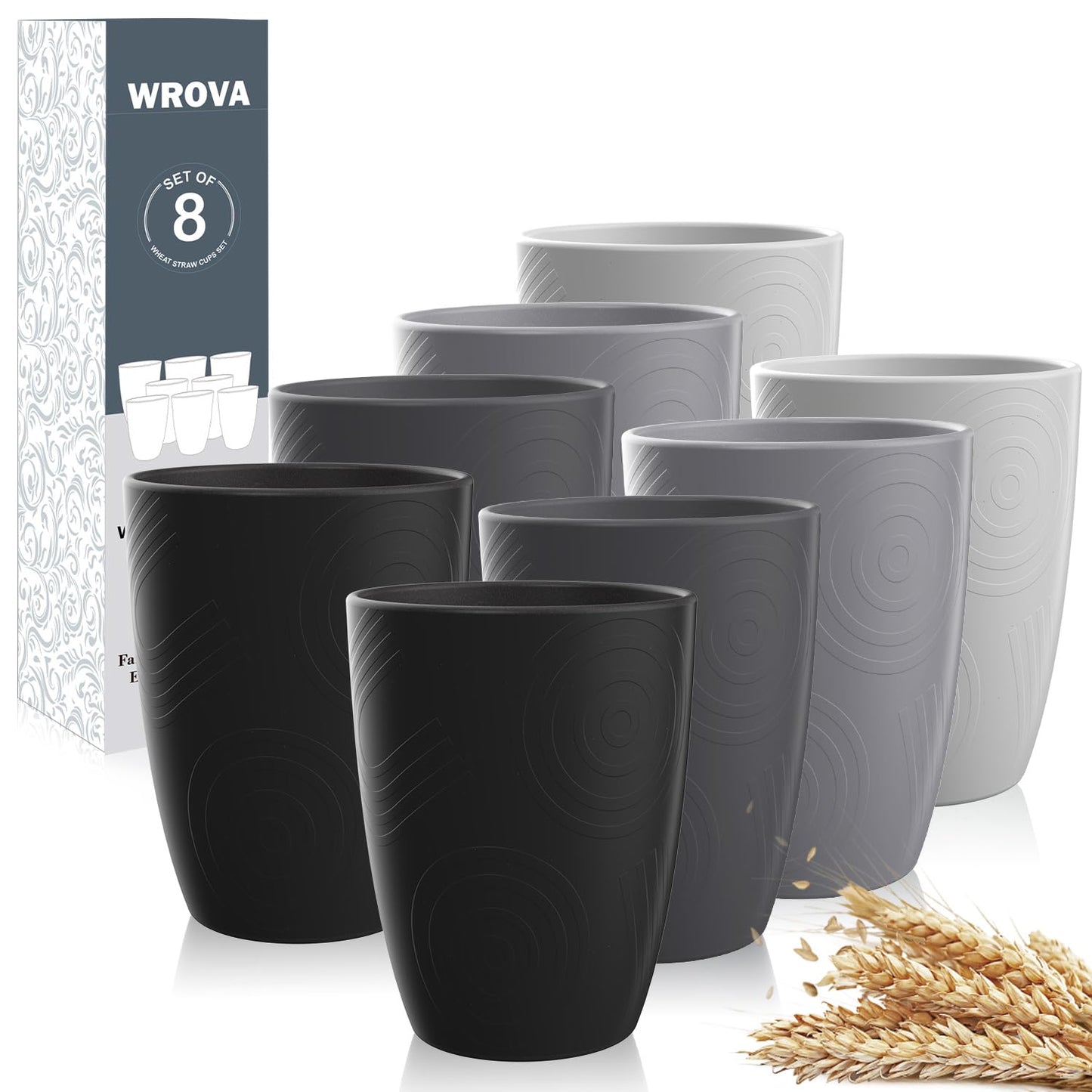Wheat Straw Cups 8 PCS Good Alternative to Plastic Reusable Cups 20 oz Unbreakable Drinking Cup Reusable Dishwasher Safe Water Plastic Glasses Colorful Series