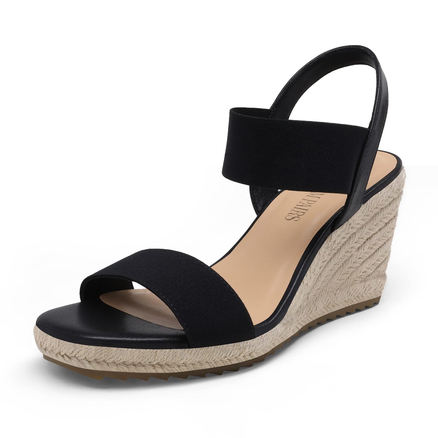 DREAM PAIRS Damen Espadrilles mit offener Spitze, elegante Plateausandalen, Schlupfsandalen mit elastischem Knöchelriemen und Keilabsatz