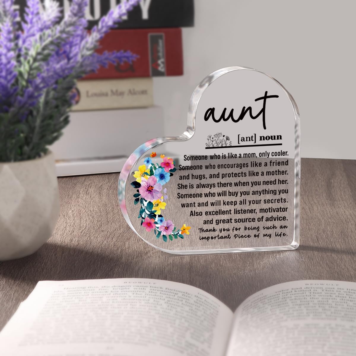 A heartfelt thank-you gift that says it all—beautifully printed on a clear 4.7 x 4.3 inch acrylic sign. Stylish, lightweight, and ready to display on any desk, shelf, or tabletop. Each piece is gift-ready and designed to leave a lasting impression.