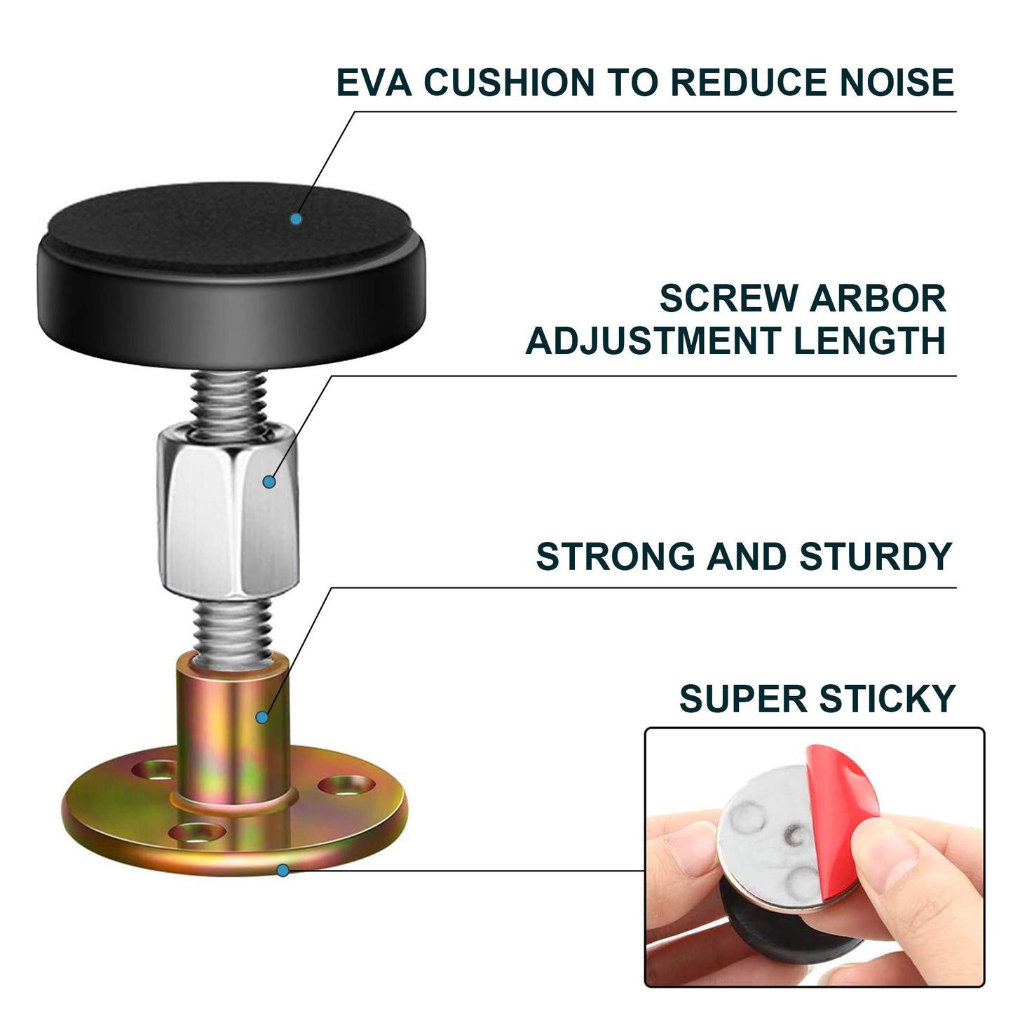 Krisler Verstellbares Anti-Shake-Werkzeug mit Gewinde für Bettrahmen, Kopfteilstopper, Anti-Shake-Werkzeug neben dem Bett für Betten, Schränke, Sofas, 4 Stück (27–114 mm)