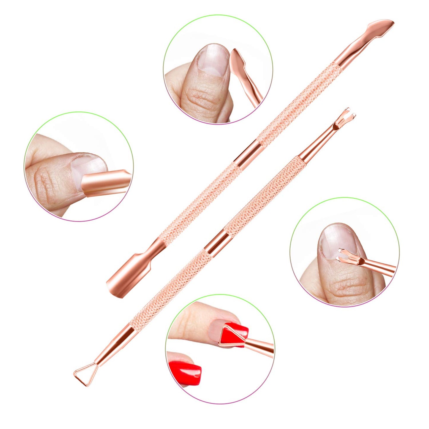 3-Piece Rainbow Cuticle Care Kit – Precision Trimmer, Dual-Head Pusher & Scraper | Surgical-Grade Stainless Steel