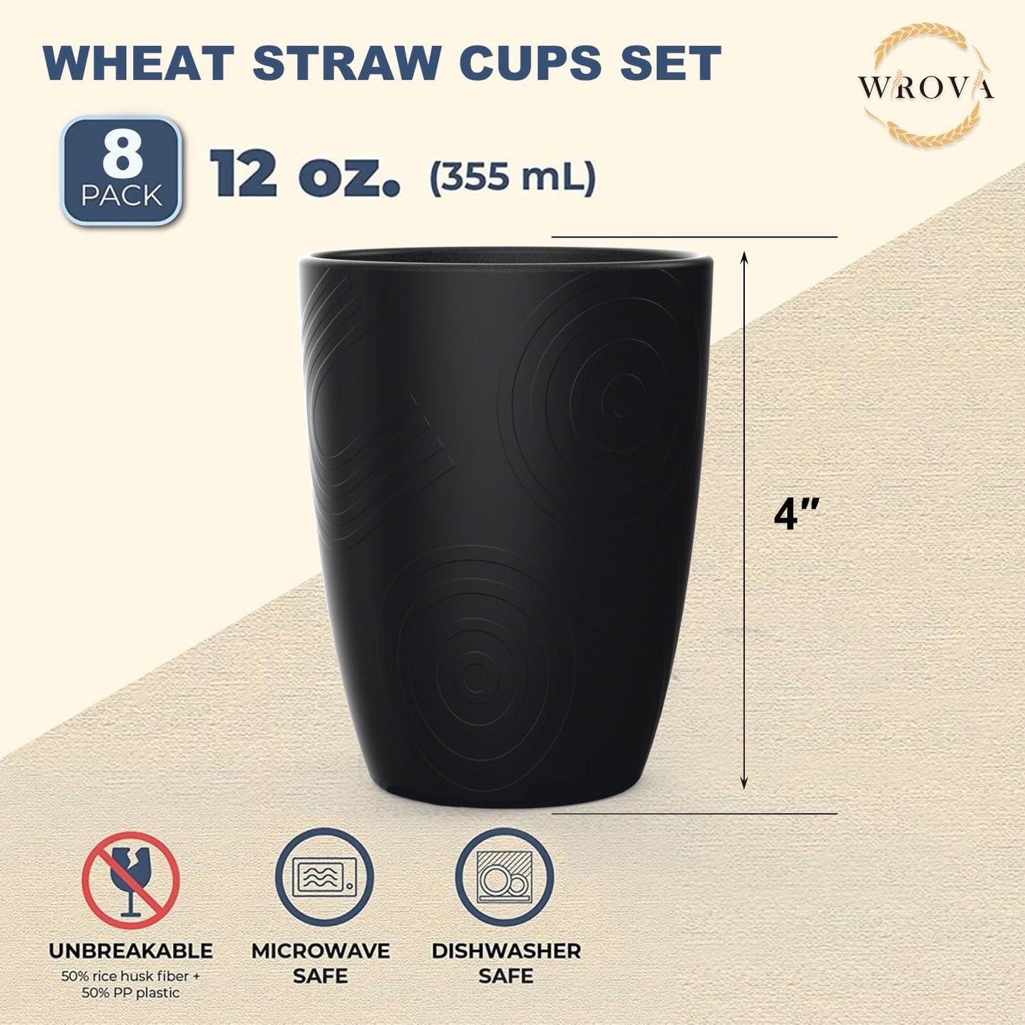Wheat Straw Cups 8 PCS Good Alternative to Plastic Reusable Cups 20 oz Unbreakable Drinking Cup Reusable Dishwasher Safe Water Plastic Glasses Colorful Series