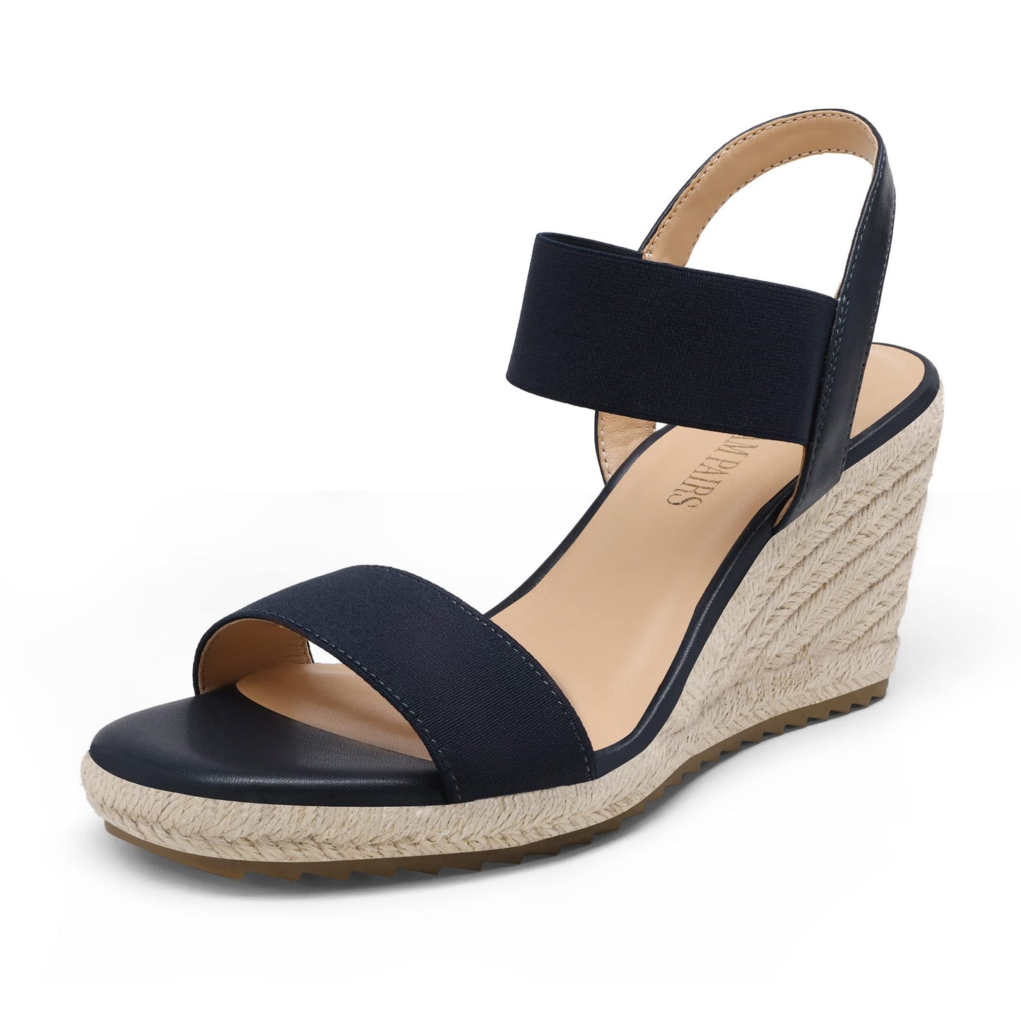 DREAM PAIRS Damen Espadrilles mit offener Spitze, elegante Plateausandalen, Schlupfsandalen mit elastischem Knöchelriemen und Keilabsatz