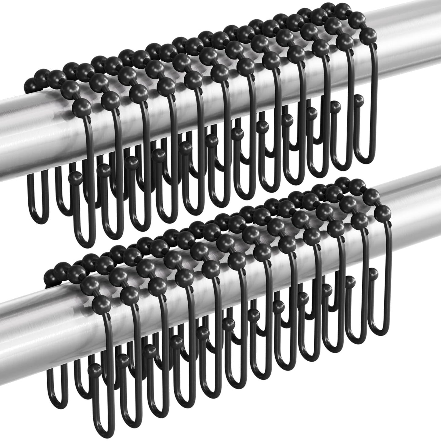 AmazerBath Duschvorhanghaken, Duschvorhangringe aus Metall, rostfrei, doppelseitige Duschvorhanghaken für Duschvorhangeinlage, glatte Duschhakenringe aus gebürstetem Nickel für Badezimmer, 12er-Set