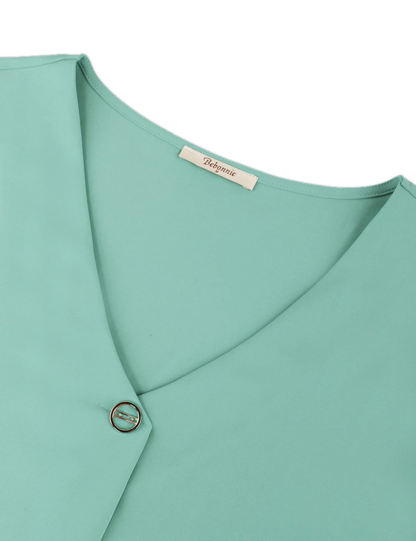 Bebonnie Damen Chiffonbluse mit Laternenmuster, 3/4-Ärmel, lässig, locker, V-Ausschnitt