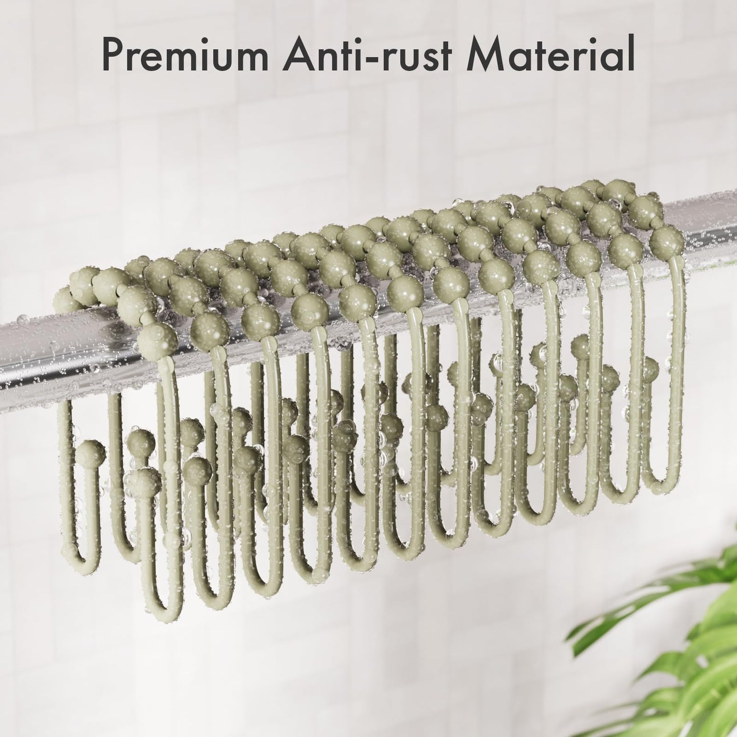 AmazerBath Duschvorhanghaken, Duschvorhangringe aus Metall, rostfrei, doppelseitige Duschvorhanghaken für Duschvorhangeinlage, glatte Duschhakenringe aus gebürstetem Nickel für Badezimmer, 12er-Set
