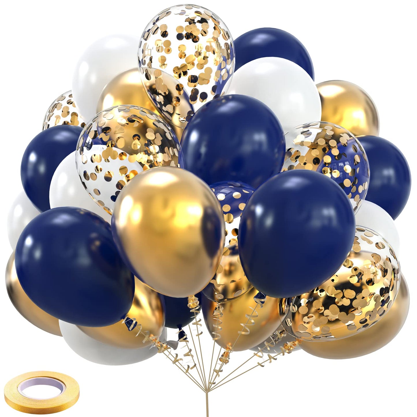 White and Gold Balloons 12 inch, 60pcs Gold and White Party Balloons with Gold Confetti Balloons for Wedding Baby Shower Birthday Bridal Shower Baptism Party Decoration
