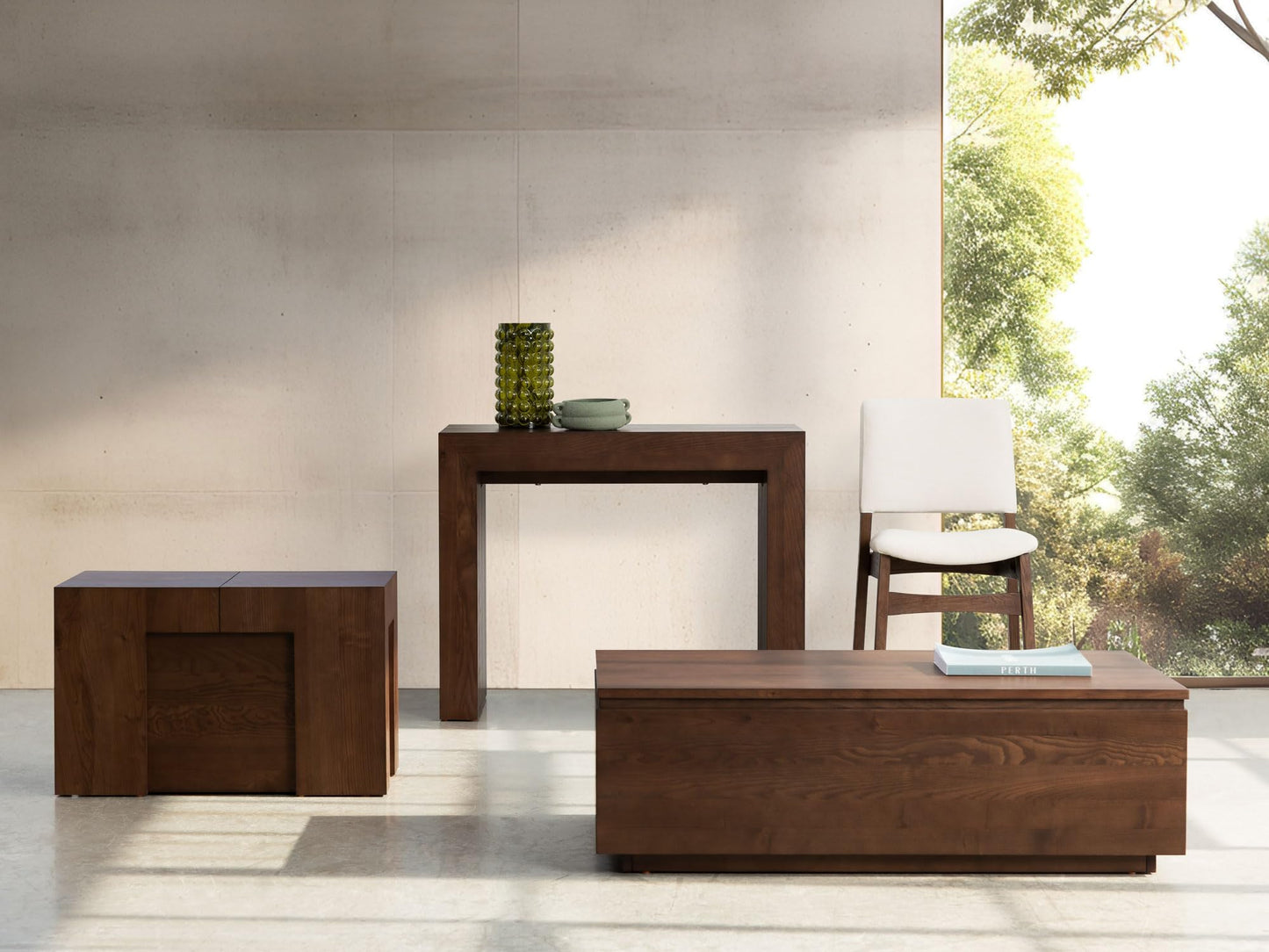 Transformer Table Esstisch-Set für 4 bis 12, ausziehbarer Esstisch aus Holz mit ausziehbarer Bank, Möbel für kleine Räume, Küchentisch-Set (Dunkelgrau, Tisch + Bank)