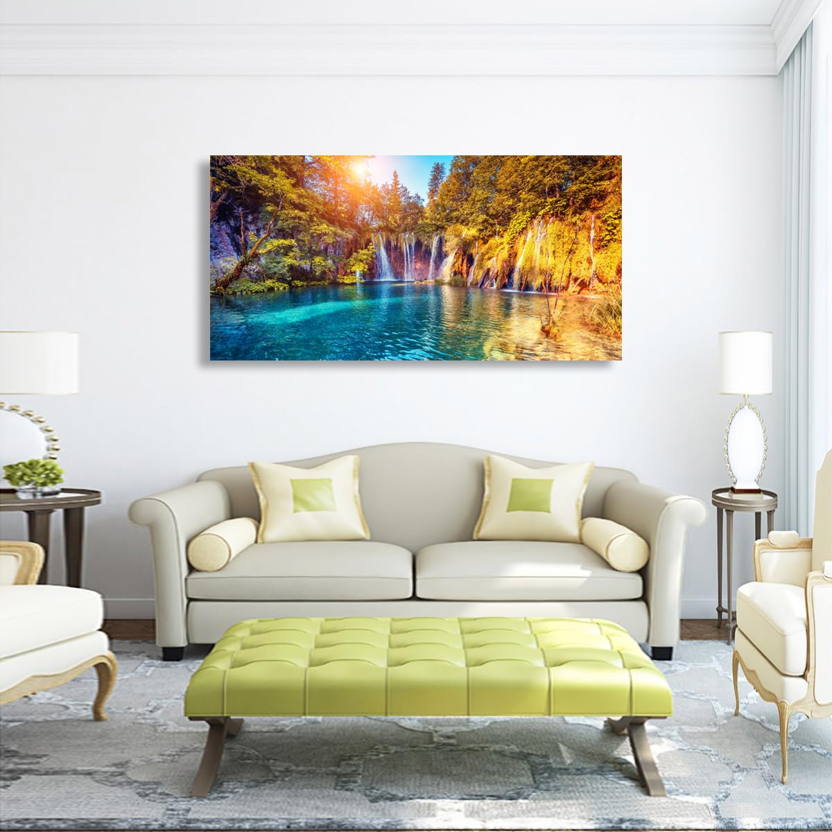 Golden Lotus Pictures Canvas Wall Art for Living room Office Bedroom Wall Decor,Flowers Wall Art Print Paintings Modern Abstract Oil Painting Artwork Waterproof Ready to Hang-20x40inch
