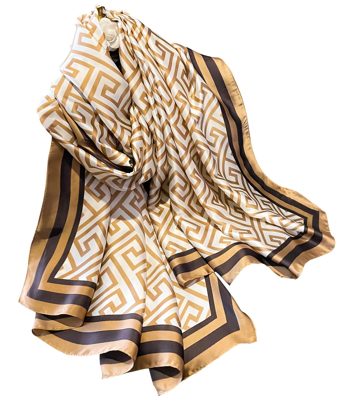 NUWEERIR Damen-Schal, 100 % großer Maulbeerseide, langer Satin-Schal, modischer Designer-Schal, leichte Wickel