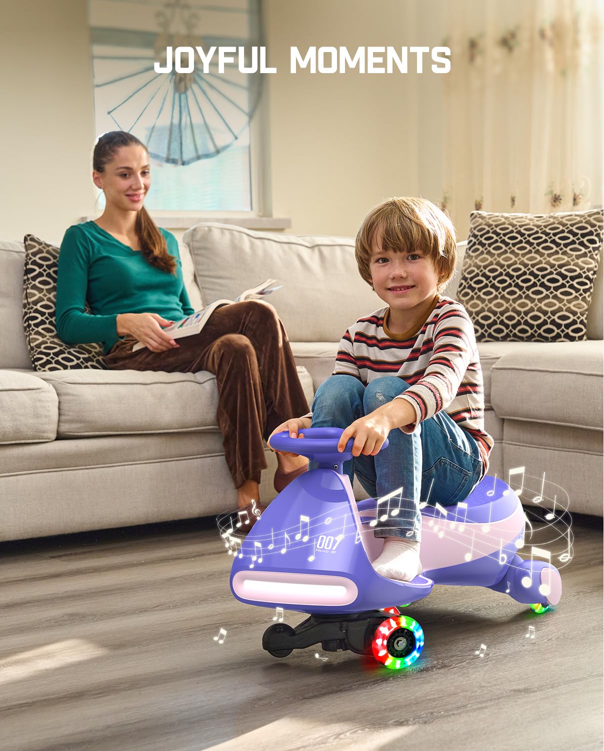 12V N7 Pro Electric Wiggle Car – Pedal-Powered Fun for Kids, Lights & Bluetooth Ride-On (by Fanttik)