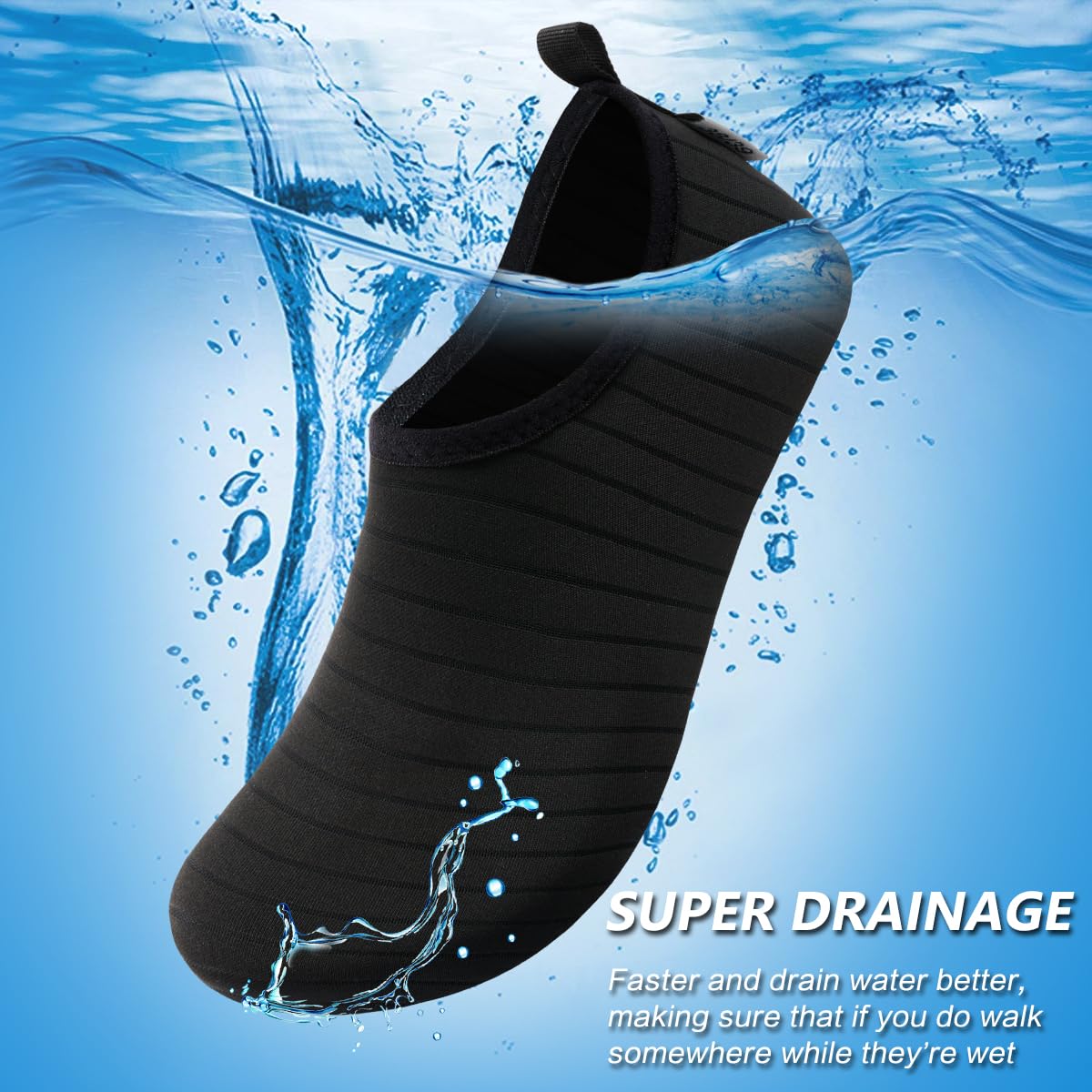 Chaussures de sports nautiques VIFUUR, chaussettes de yoga aquatiques à séchage rapide, pieds nus, à enfiler pour hommes et femmes