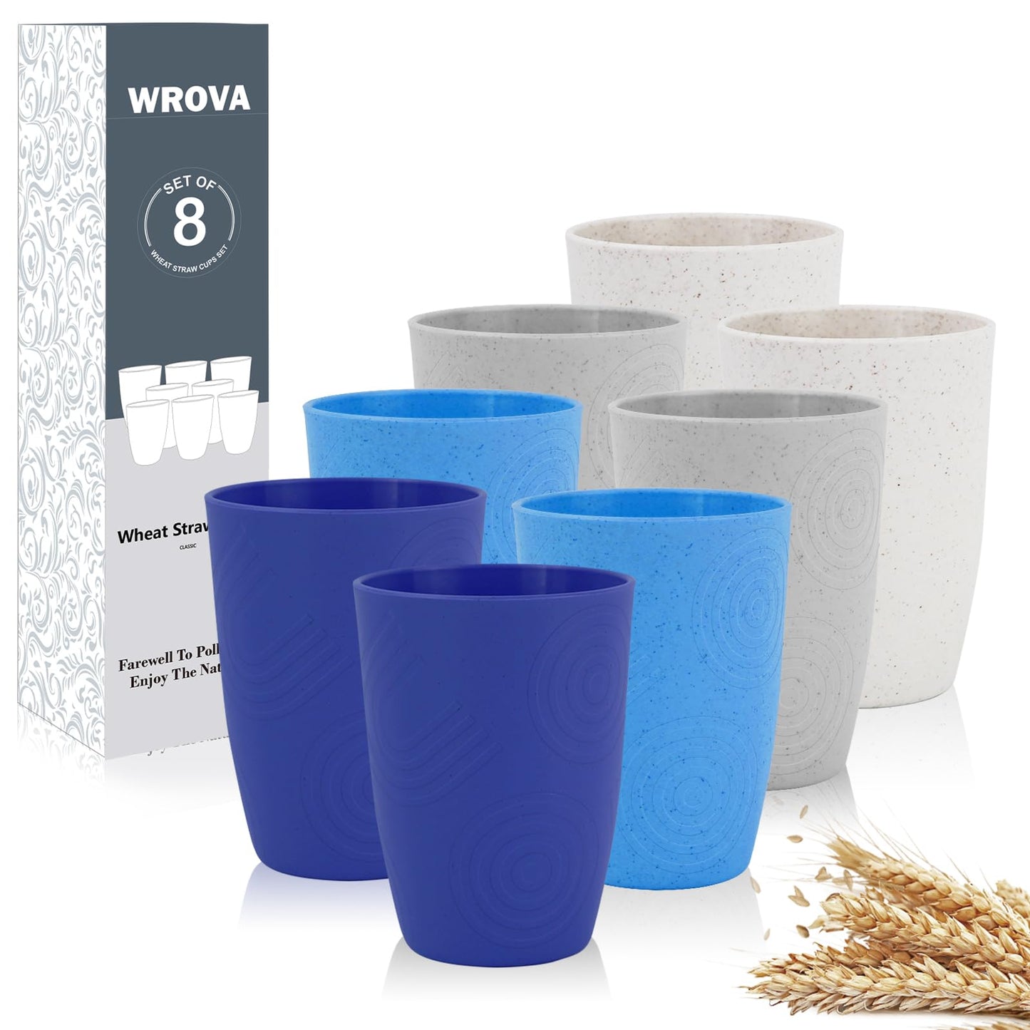 Wheat Straw Cups 8 PCS Good Alternative to Plastic Reusable Cups 20 oz Unbreakable Drinking Cup Reusable Dishwasher Safe Water Plastic Glasses Colorful Series