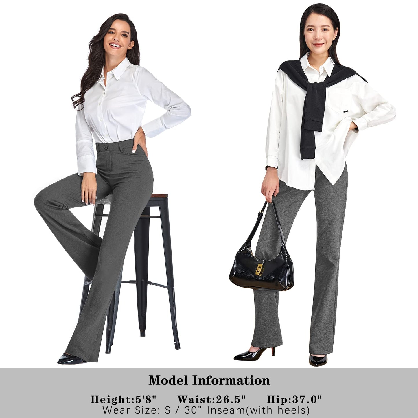 Pantalon extensible pour femme Tapata 28''/30''/32''/34'' avec poches, taille haute, petite, taille standard pour le travail au bureau