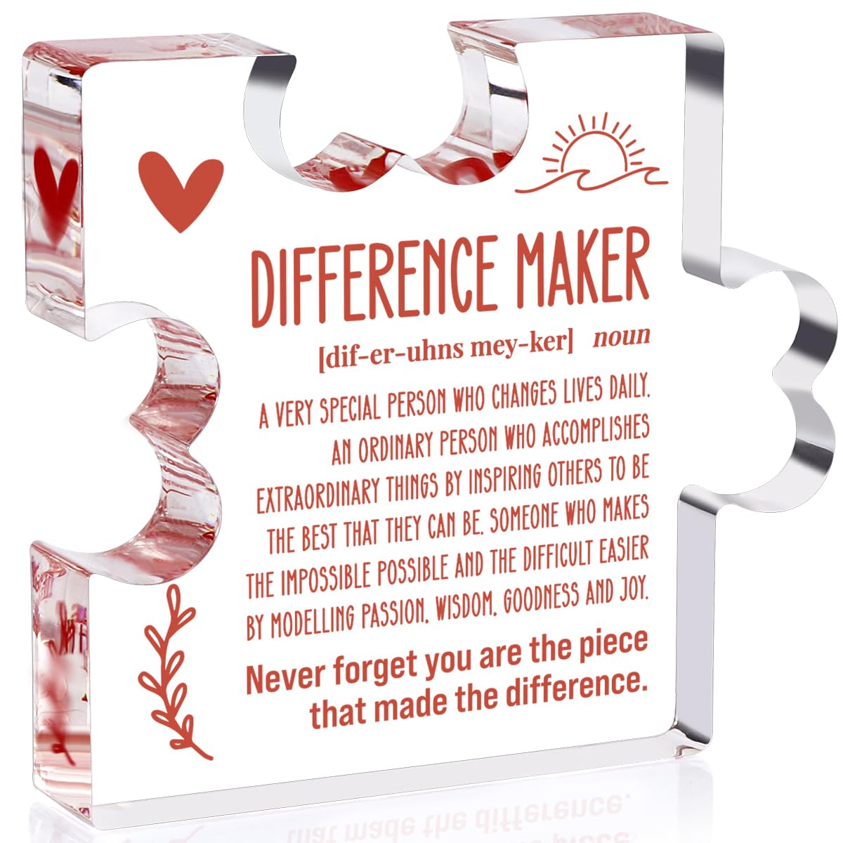 A heartfelt thank-you gift that says it all—beautifully printed on a clear 4.7 x 4.3 inch acrylic sign. Stylish, lightweight, and ready to display on any desk, shelf, or tabletop. Each piece is gift-ready and designed to leave a lasting impression.