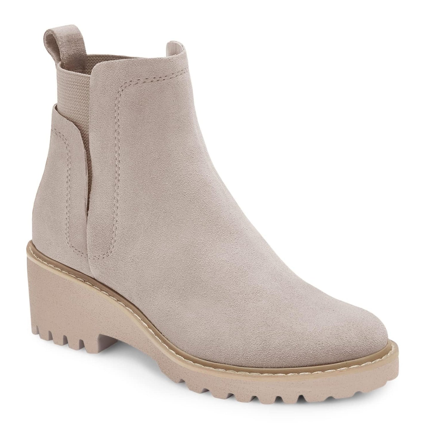 Trish Lucia Damen Chelsea-Stiefel mit Plateausohle, knöchelhoch, klobiger Blockabsatz, rutschfest, Wildleder, modische Schlupfstiefeletten