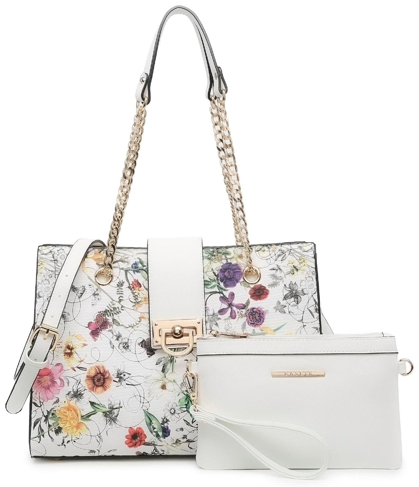 Dasein Lederhandtasche, Tragetasche, Hobo-Tasche für Damen, Schultertasche, Henkeltasche oben, Umhängetasche mit passender Clutch