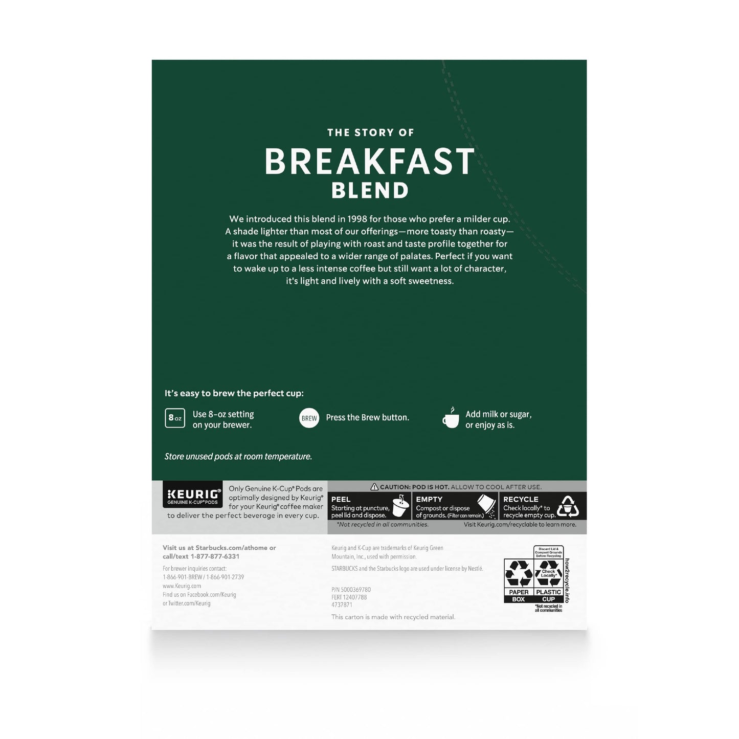 Starbucks K-Cup-Kaffeepads, natürlich aromatisiertes Kaffee-Vielfaltspaket für Keurig-Kaffeemaschinen, 100 % Arabica, 1 Schachtel (40 Pads)