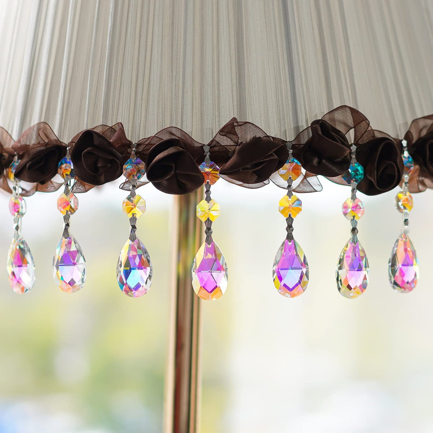20pcs 38mm Suncatcher Teardrop Chandelier Prisms Crystal Pendants,Colorful Teardrop Crystals for Chandeliers,Glass Prisms Sun Catcher for Chandeliers with Hooks