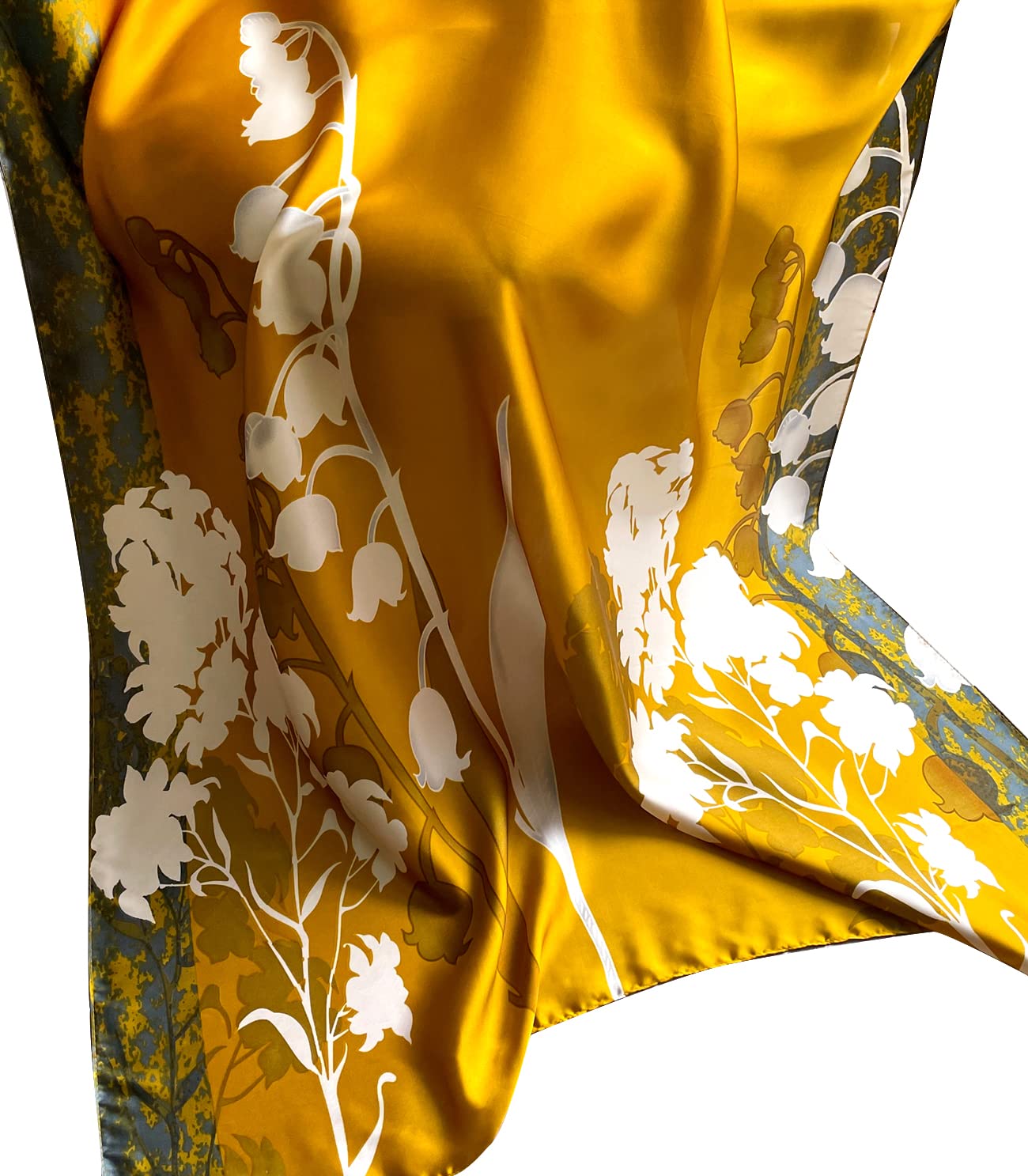 NUWEERIR Damen-Schal, 100 % großer Maulbeerseide, langer Satin-Schal, modischer Designer-Schal, leichte Wickel