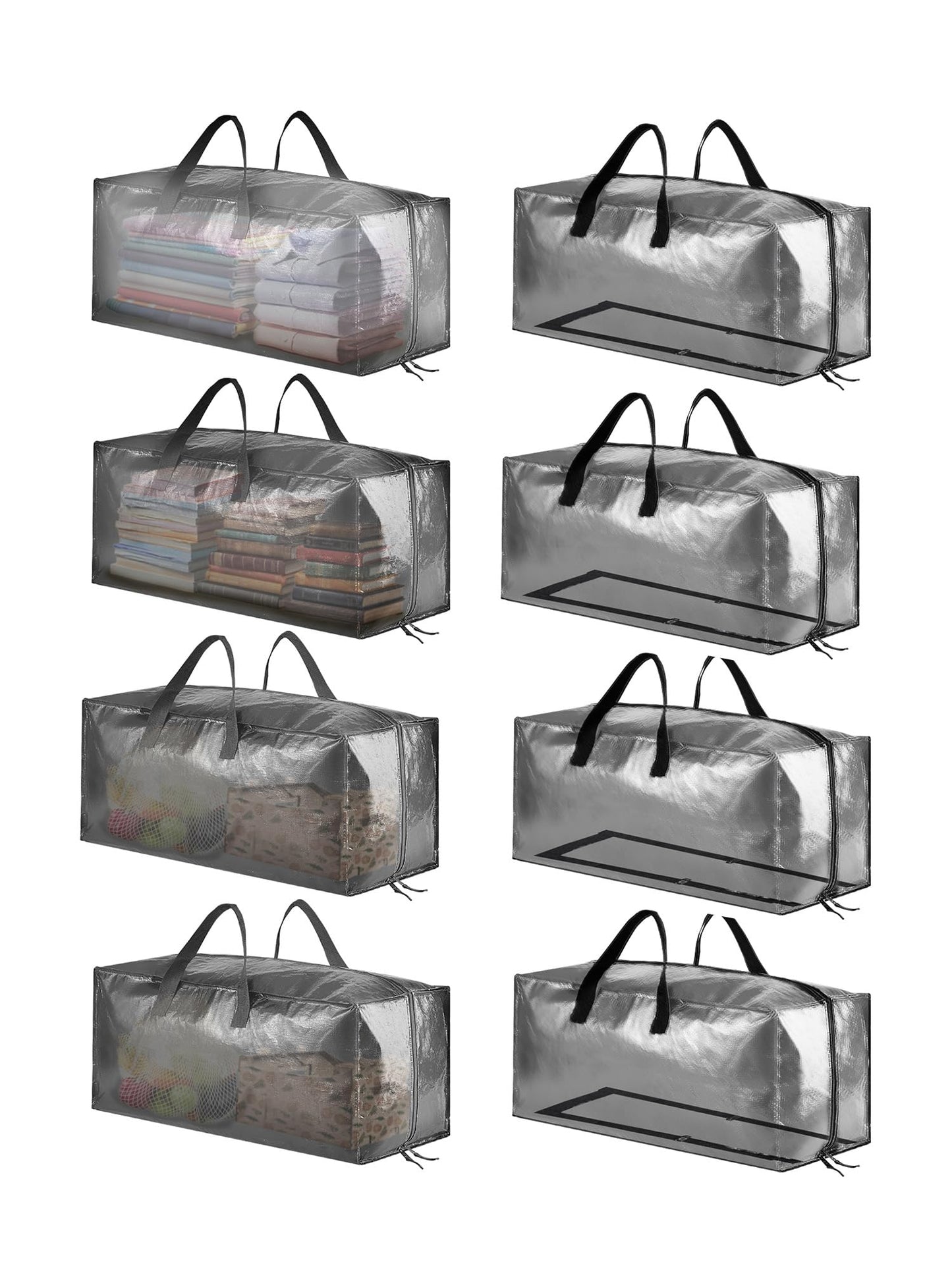 SpaceAid Strapazierfähige Umzugstaschen, extragroße Aufbewahrungstaschen mit Rucksackgurten, starken Griffen und Reißverschlüssen, Alternative zu Umzugskartons, Verpackungs- und Umzugszubehör, Schwarz (10er-Pack)