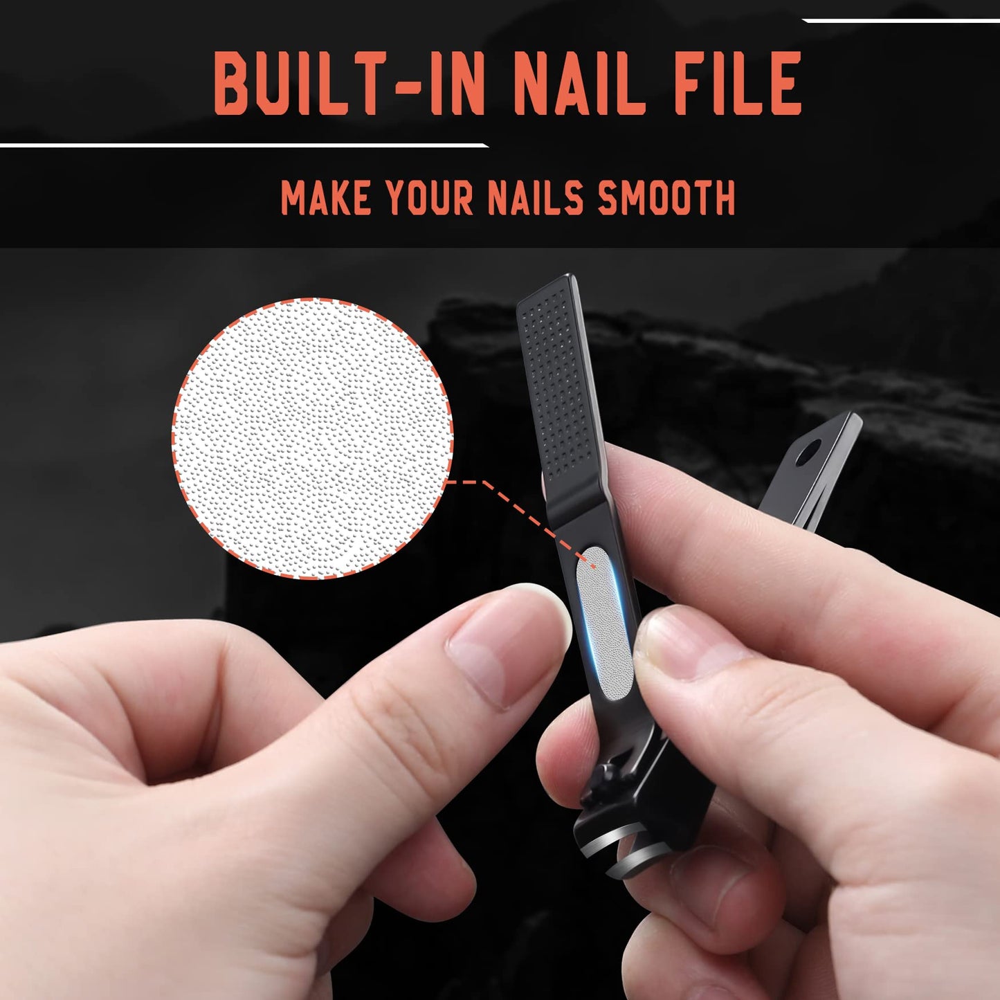 BEZOX Angled Head Toe Nail Clippers for Seniors for Thick Nails - Ergonomic Toenails Clipper for Thick Toenails, Premium Finger Nails Clipper for Adult with Catcher - Black