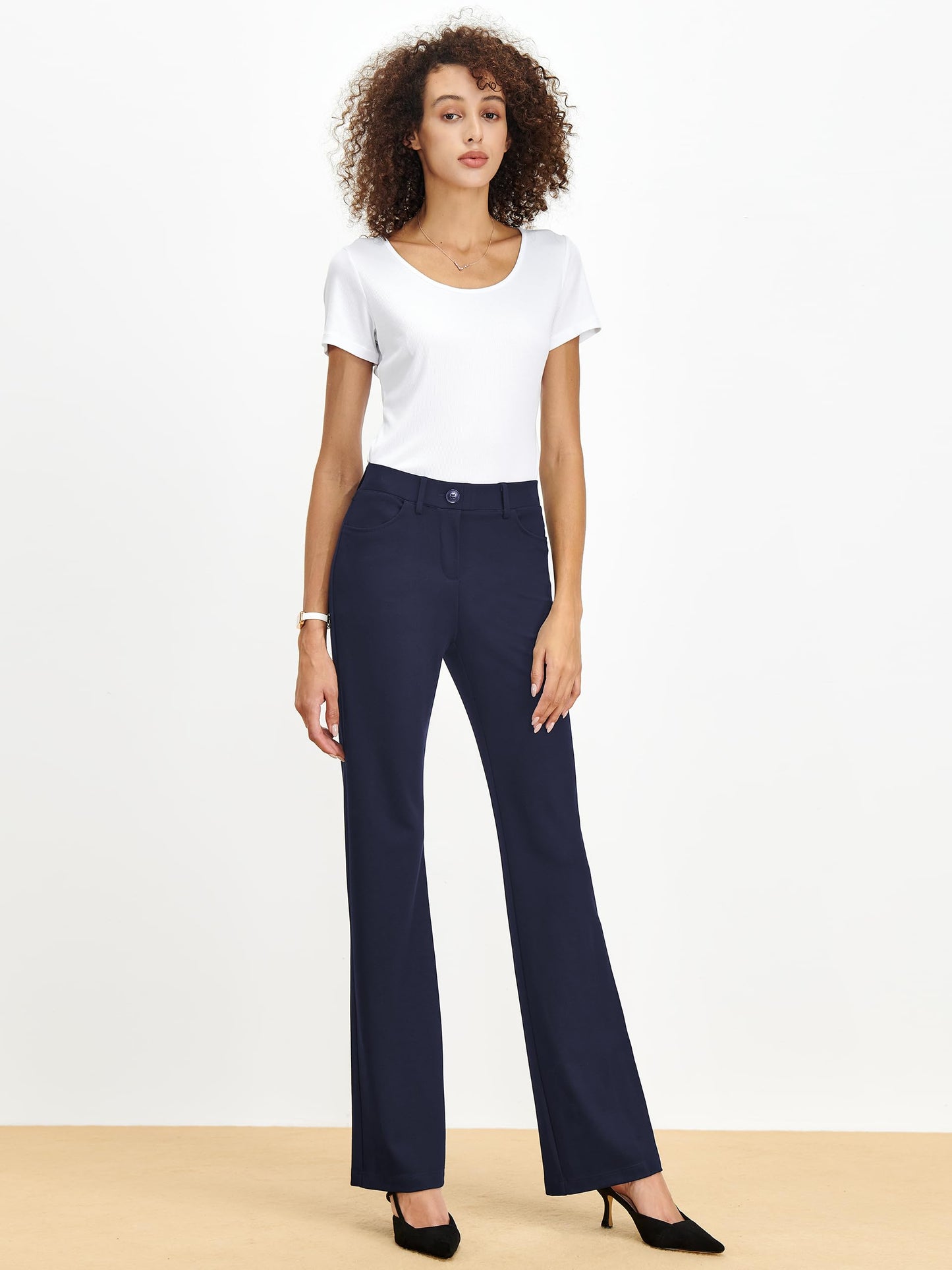 Pantalon extensible pour femme Tapata 28''/30''/32''/34'' avec poches, taille haute, petite, taille standard pour le travail au bureau