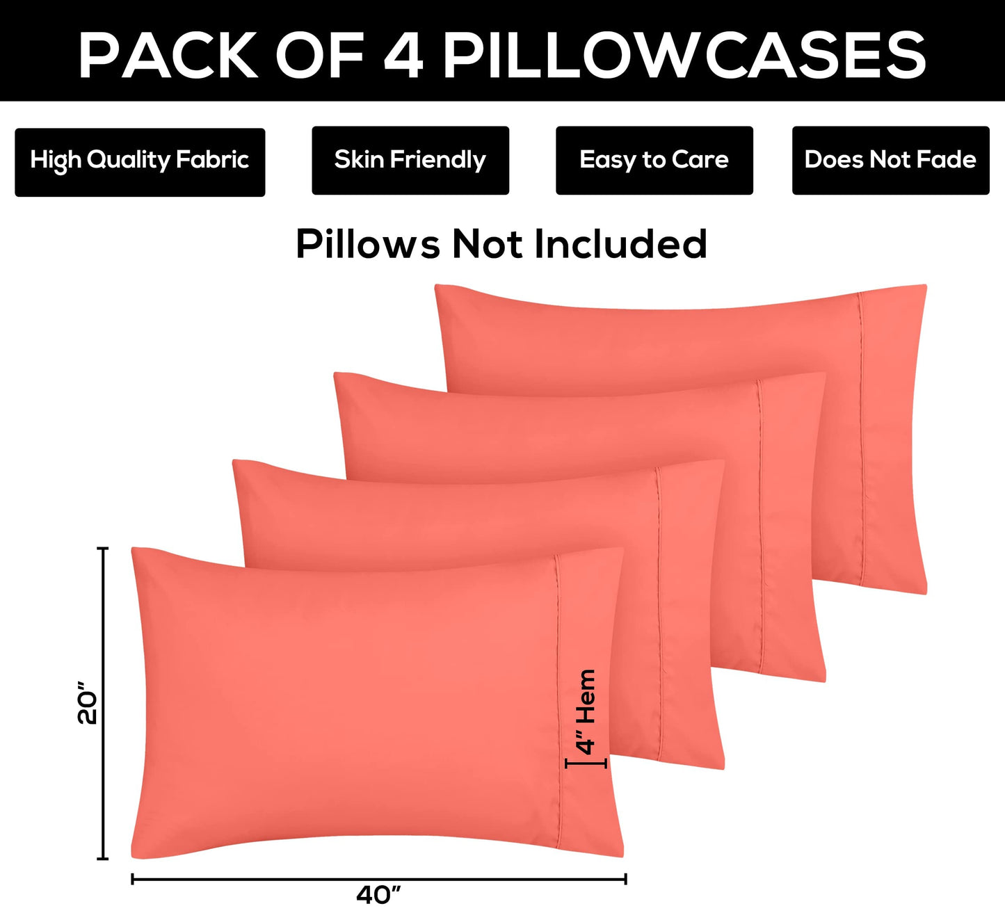 Utopia Bedding Pillow Cases - Envelope Closure - Soft Brushed Microfiber Fabric - Shrinkage and Fade Resistant Pillow