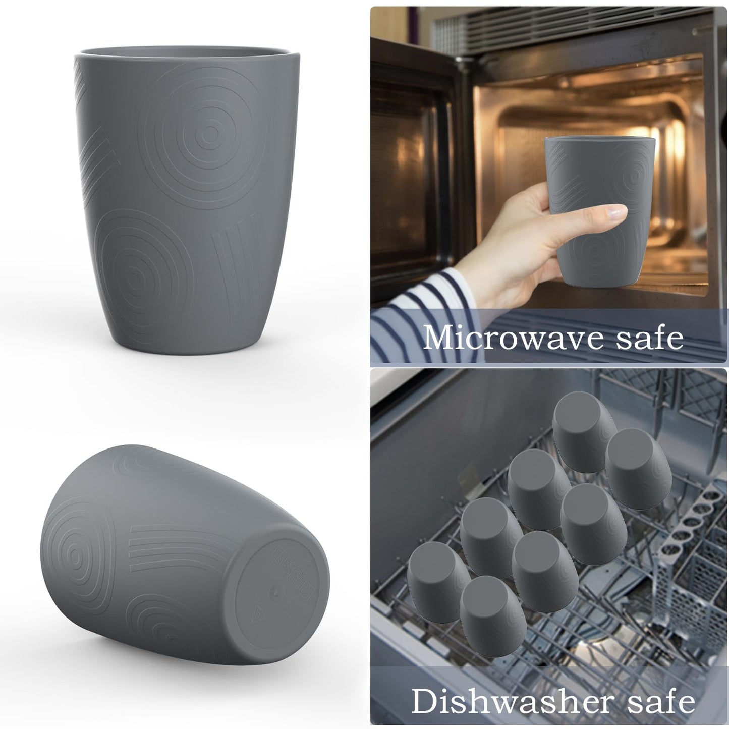 Wheat Straw Cups 8 PCS Good Alternative to Plastic Reusable Cups 20 oz Unbreakable Drinking Cup Reusable Dishwasher Safe Water Plastic Glasses Colorful Series