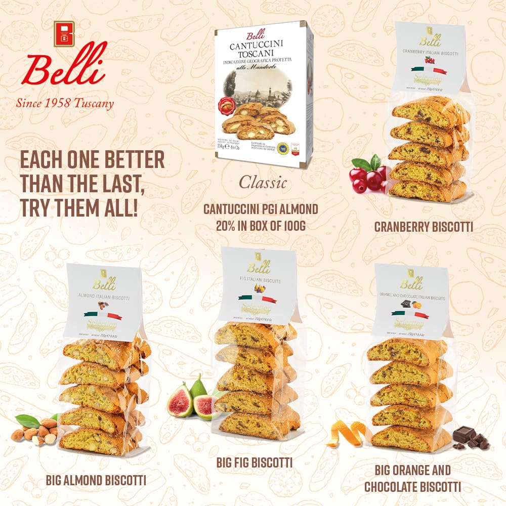 Italian Almond Biscotti | Made in Tuscany, Italy | Belli Traditional Semi Soft Biscuits