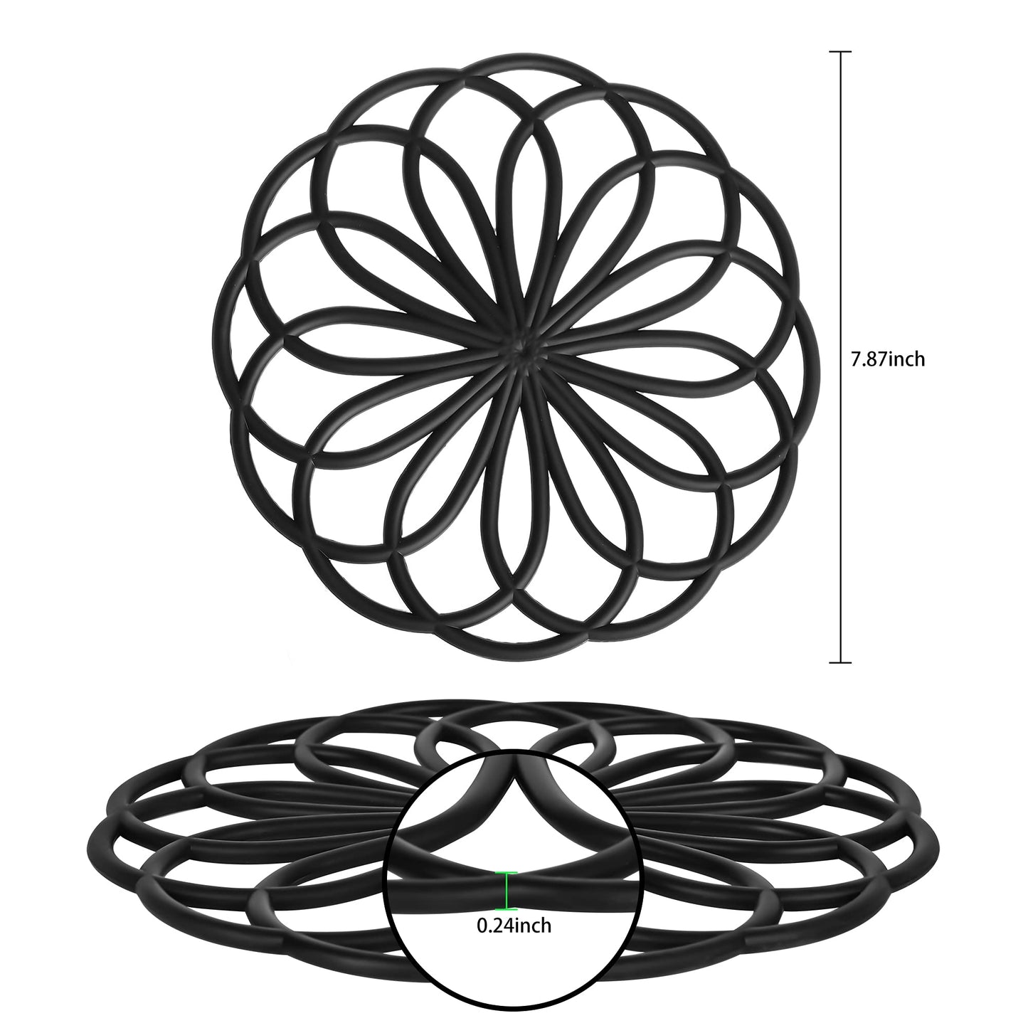 Dessous de plat en silicone Smithcraft pour plats chauds, casseroles et poêles, dessous de plat pour cuisine, tapis résistant à la chaleur sculpté multi-usage pour comptoir, dessous de plat en silicone pour maniques pour table et comptoirs, lot de 6, gris