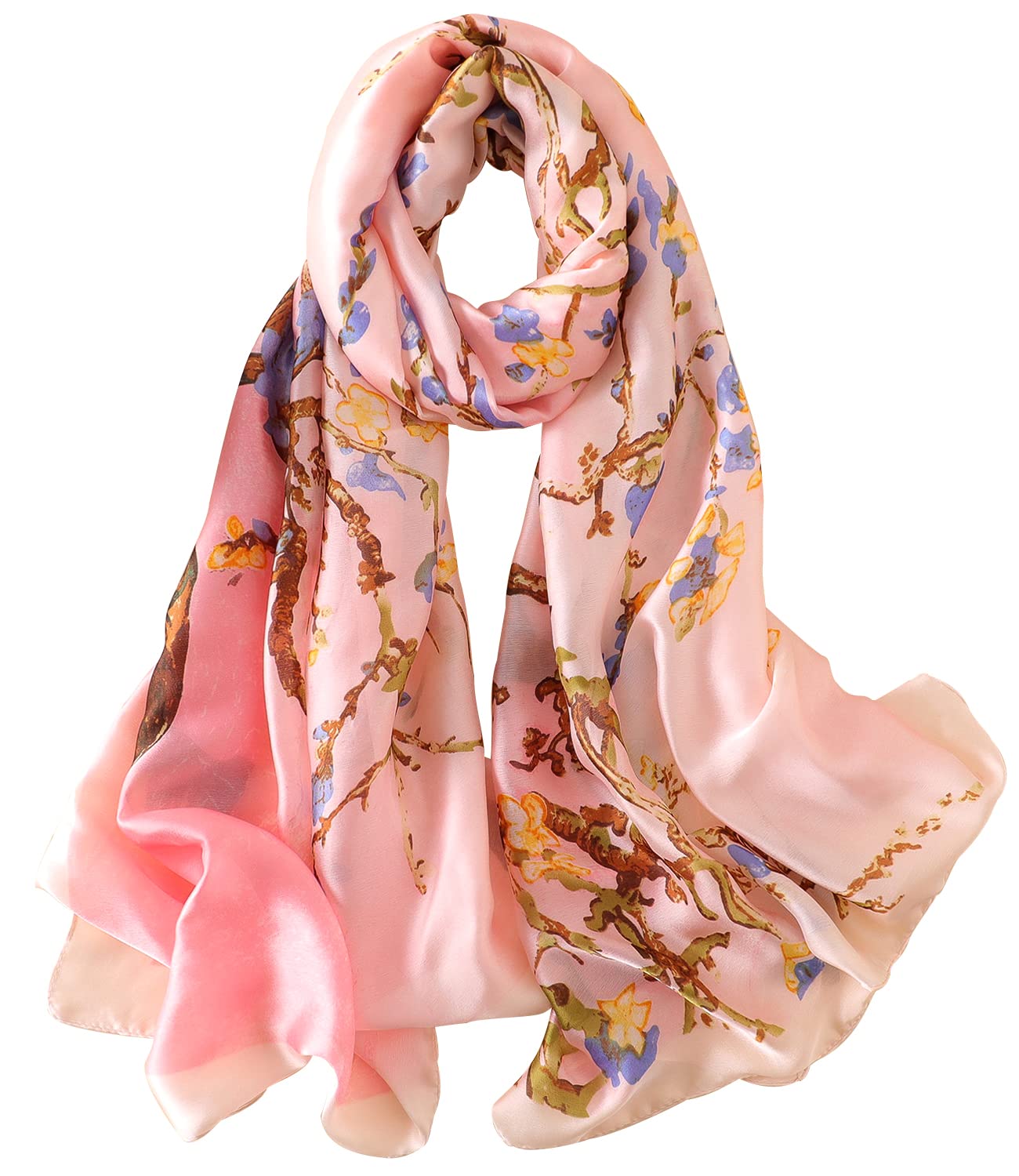 NUWEERIR Damen-Schal, 100 % großer Maulbeerseide, langer Satin-Schal, modischer Designer-Schal, leichte Wickel