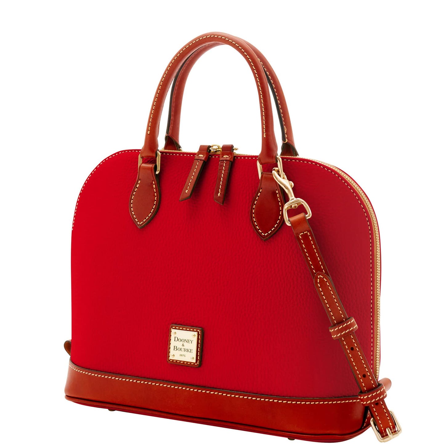 Dooney & Bourke Women's Zip Zip Satchel in Pebble Grain Leather, Large Handbag with Adjustable & Detachable Shoulder Strap