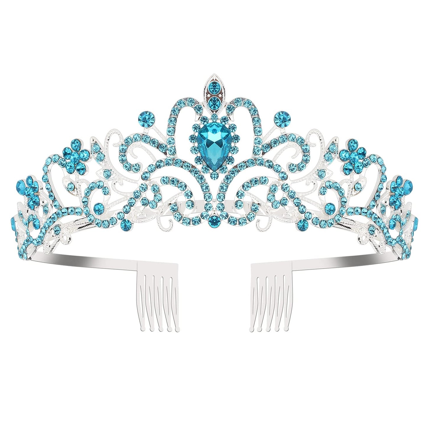 COCIDE Tiara Crystal Crowns Princess Rhinestone Crown with Combs Bride Headbands Bridal Wedding Prom Birthday Party Hair Accessories Jewelry for Women Girls (Silver)