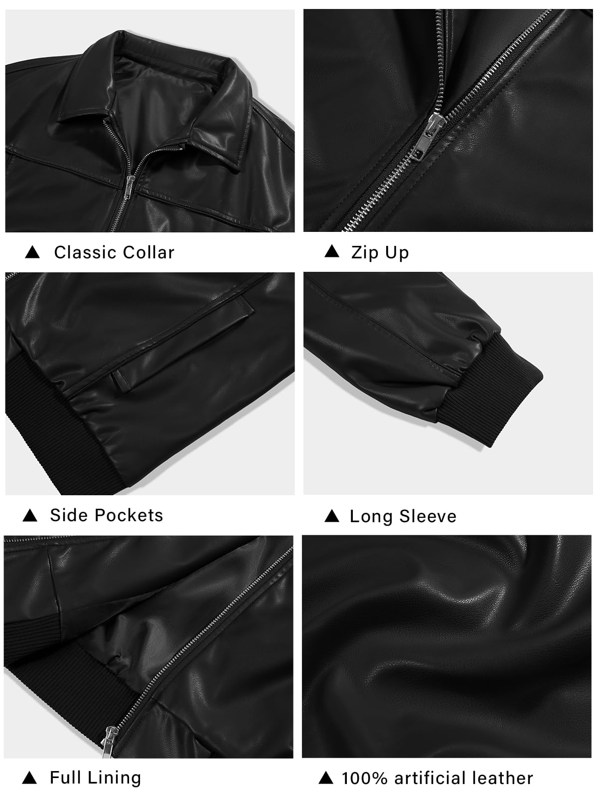Tankaneo Womens Faux Leather Jackets Oversized Bomber Casual Fall Fashion Zip Up Moto Biker Coats
