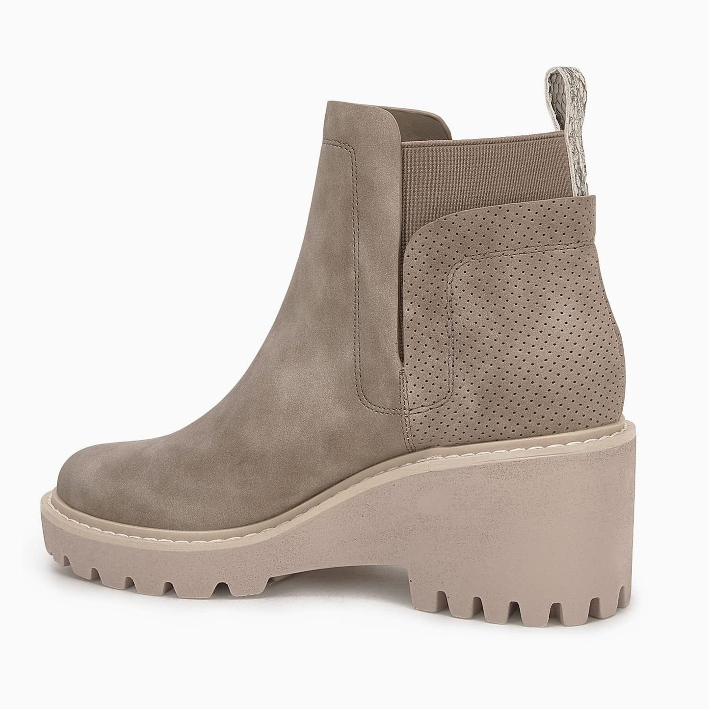 Trish Lucia Damen Chelsea-Stiefel mit Plateausohle, knöchelhoch, klobiger Blockabsatz, rutschfest, Wildleder, modische Schlupfstiefeletten