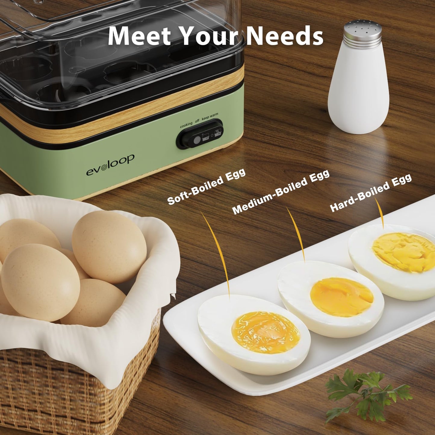 Rapid Egg Cooker Electric 6 Eggs Capacity, Soft, Medium, Hard Boiled, Poacher, Omelet Maker Egg Poacher With Auto Shut-Off, BPA Free