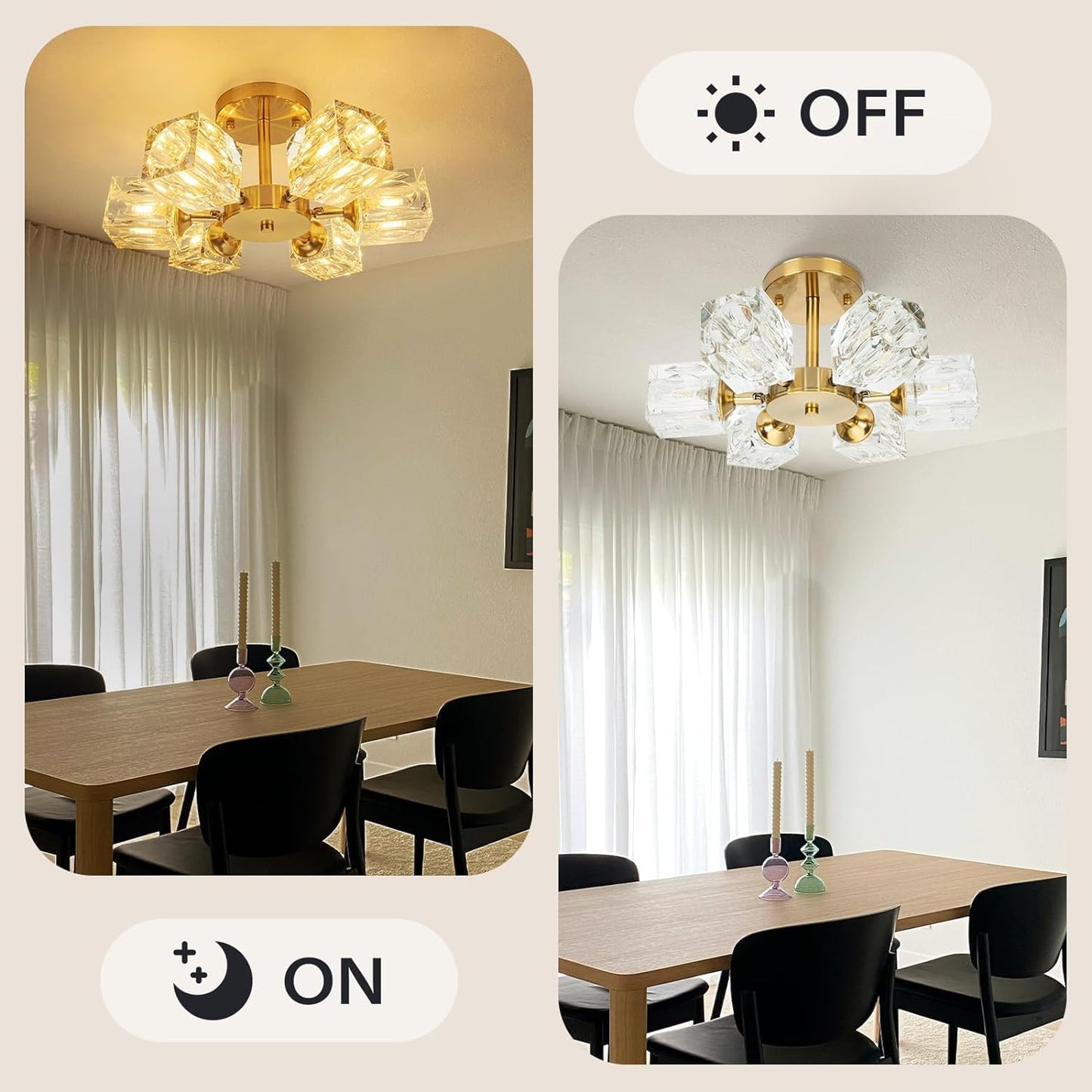Yunnix Deckenleuchte 6 Lichter Kristall Kronleuchter Deckenleuchte Gold Deckenleuchte Moderne Kronleuchter Licht für Schlafzimmer Küche Flur Badezimmer Eingangsbereich Esszimmer