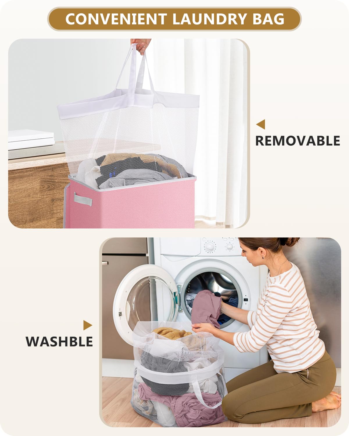 SOLEDI Laundry Hamper Black with Lid and Removable Bag - 100L Large and Tall Laundry Basket Collapsible with Handle for Clothing and Toys Storage - Dirty Clothes Hamper for Bedroom, bathroom, dorm