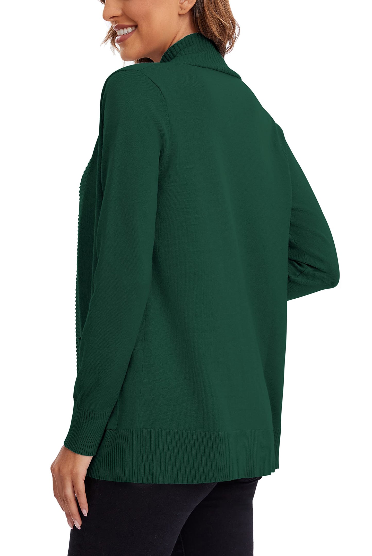 Urban CoCo Leichter Strickjacke für Damen mit offener Vorderseite, lange Ärmel, mit Tasche