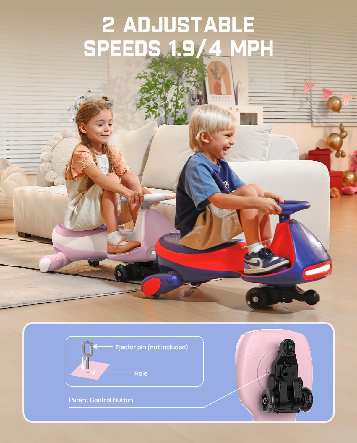 12V N7 Pro Electric Wiggle Car – Pedal-Powered Fun for Kids, Lights & Bluetooth Ride-On (by Fanttik)
