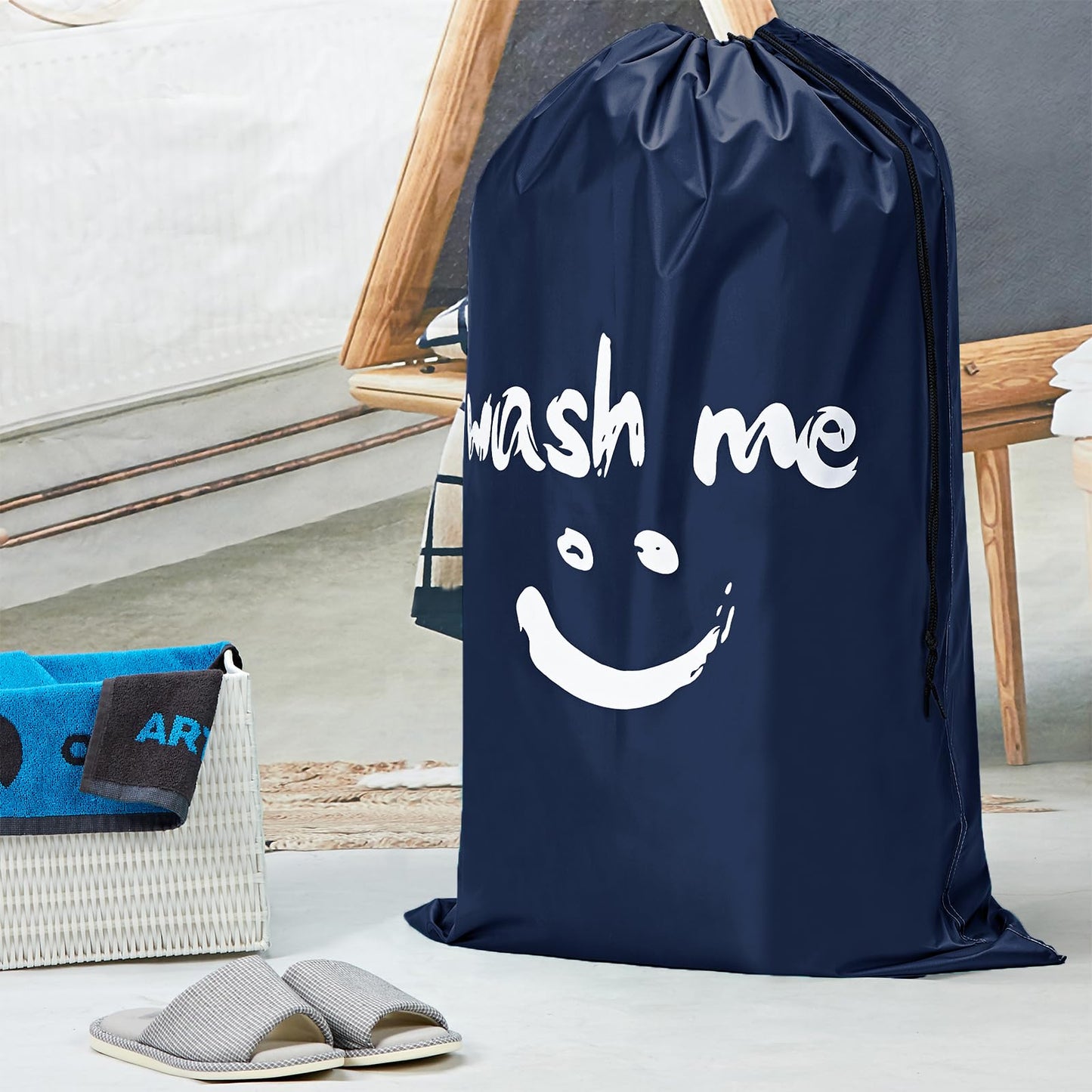 HOMEST 2 Pack XL Wash Me Travel Laundry Bag, Dirty Clothes Organizer, Large Enough to Hold 4 Loads of Laundry, Easy Fit a Laundry Hamper or Basket