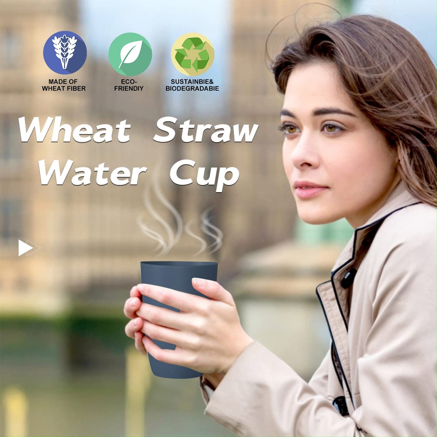Wheat Straw Cups 8 PCS Good Alternative to Plastic Reusable Cups 20 oz Unbreakable Drinking Cup Reusable Dishwasher Safe Water Plastic Glasses Colorful Series