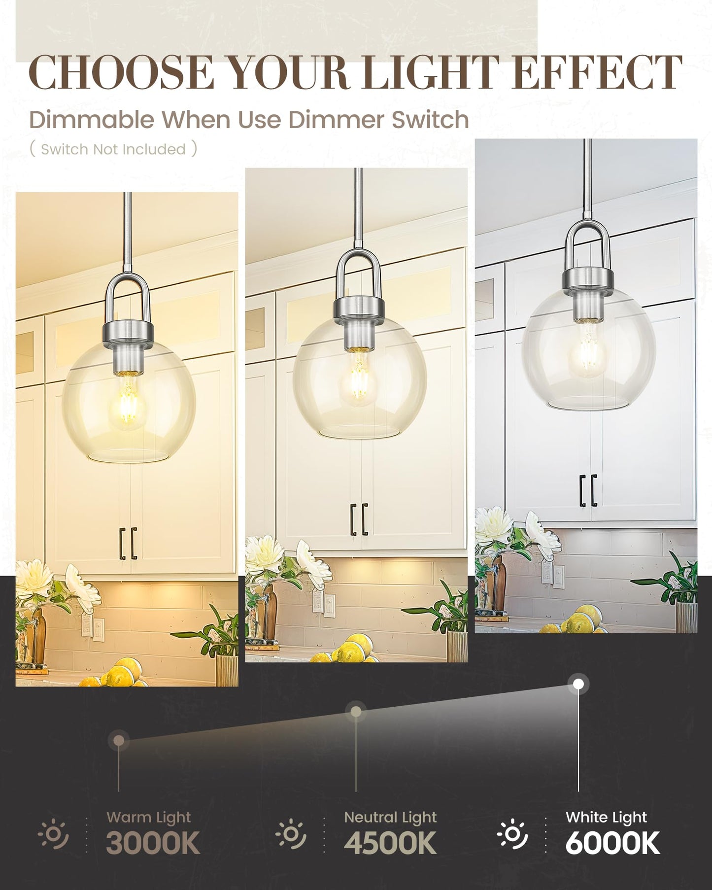 TENGXIN 7-Zoll-Pendelleuchte für Kücheninsel – gebürstetes Gold-Finish mit Milchglasschirm, eleganter Bauernhausstil, perfekt für Esszimmer oder Schlafzimmer, TXPLBG15-MG