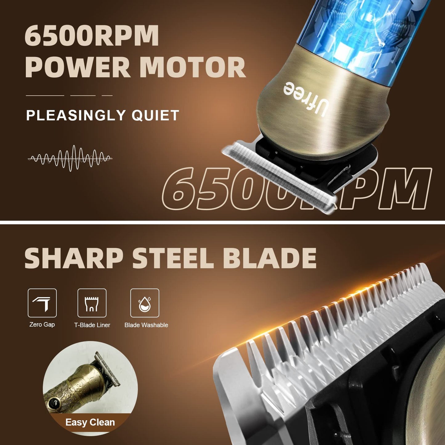 Ufree Beard Trimmer for Men, Electric Razor Shavers, Cordless Hair Clippers, Shaving Kit for Mustache, Body, Nose, Ear and Face, 7 in 1 Beard Grooming Kit, Gifts for Men