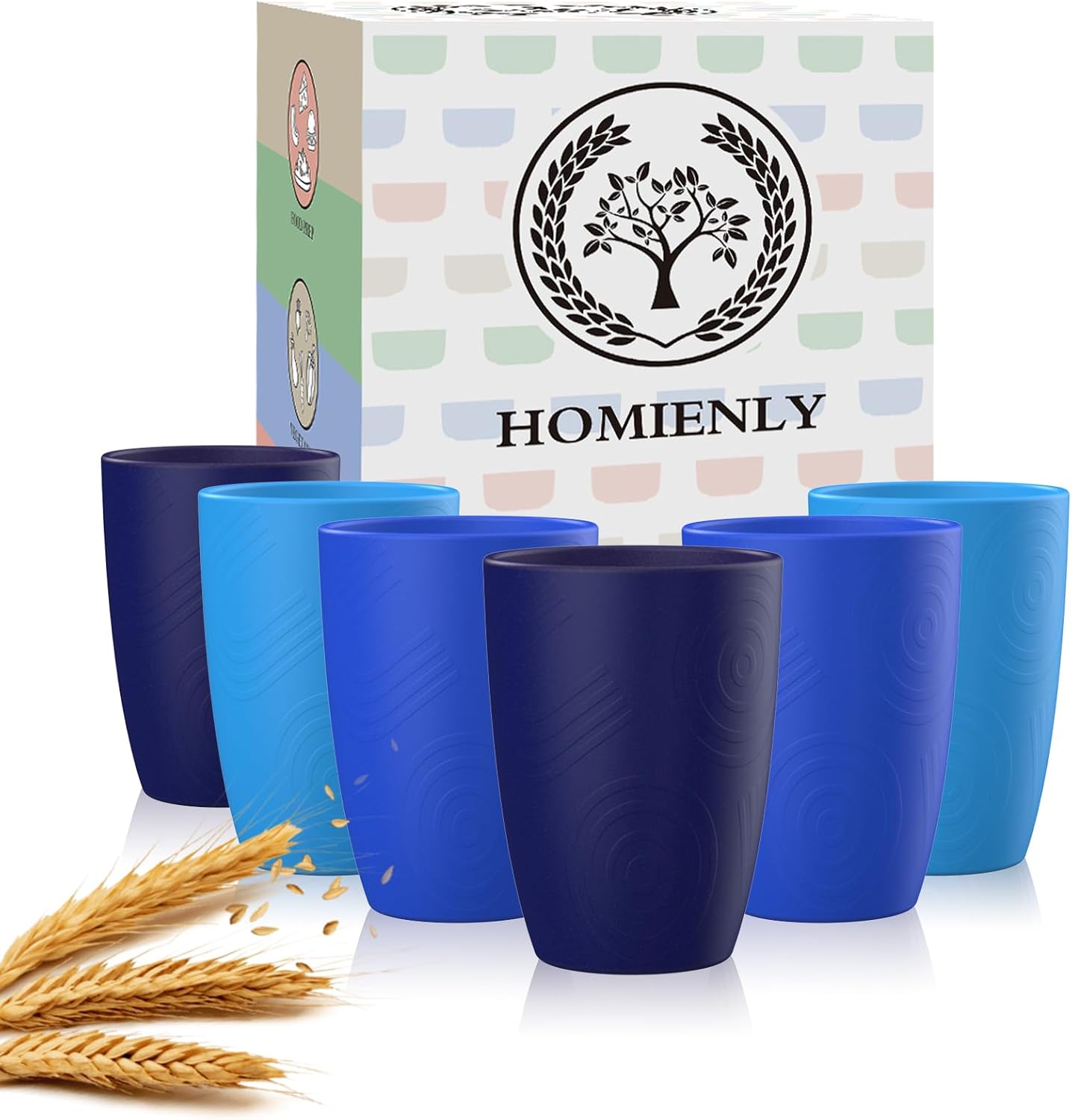 Homienly Becher mit Weizenstrohhalm, Plastikbecher, unzerbrechliche Trinkbecher, wiederverwendbare, spülmaschinenfeste Wassergläser, stapelbare Plastik-Wasserbecher in mehreren Farben (20 OZ, 8 Stück)